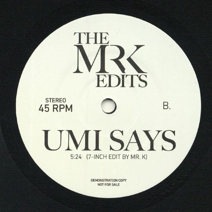 The MR K EDITS - Umi Says Side B label